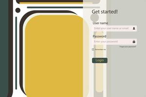 Flat design log in landing page. Login form user interface template vector