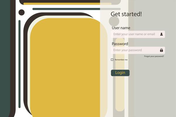 Flat design log in landing page. Login form user interface template