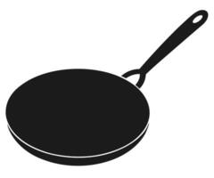 A black and white frying pan icon on a white background vector