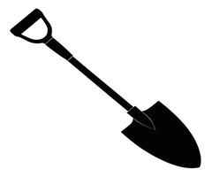 A shovel is shown in black and white on a white background vector