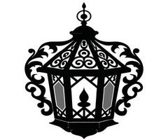 A black and white illustration of a lantern vector