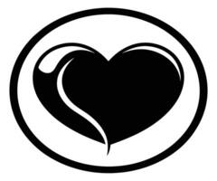 un negro y blanco corazón en un circulo vector
