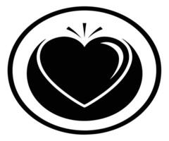 Heart icon in black and white on white background vector