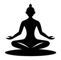 A silhouette of a person sitting in a lotus position vector