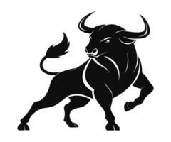 The bull is black and white on a white background vector