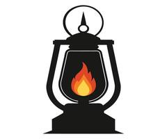 An old lantern with a flame inside vector