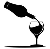 Wine bottle and glass silhouette vector