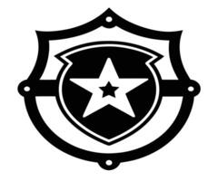 A black and white shield with a star on it vector