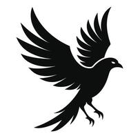 A black bird with wings spread out on a white background vector