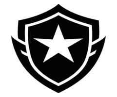 A black and white shield with a star on it vector
