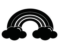 Rainbow and clouds icon illustration vector