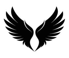 A black and white silhouette of a winged bird vector