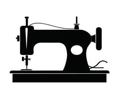A black and white silhouette of a sewing machine vector