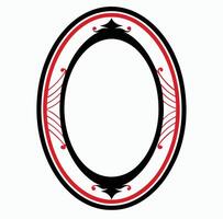 A black and red oval with a decorative border vector