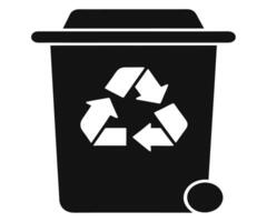 A black and white trash can with a recycling symbol vector