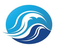 A blue wave logo with a wave in the middle vector