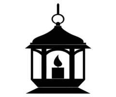 A black and white silhouette of a lantern with a candle vector
