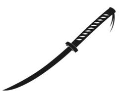 A black and white illustration of a samurai sword vector