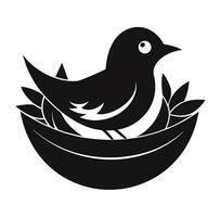 Bird in nest icon illustration vector