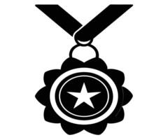 Black and white medal with star on it vector