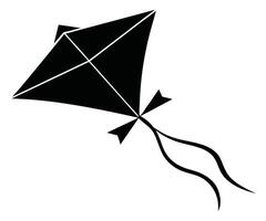 A black and white kite with a bow vector