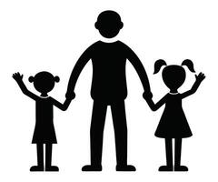 Silhouette of a family holding hands and standing together vector