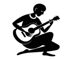 A silhouette of a man playing the guitar vector