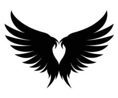A black and white silhouette of a winged bird vector