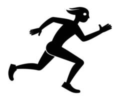 A silhouette of a man running in a black and white vector