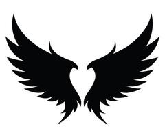 A black and white silhouette of a winged bird vector