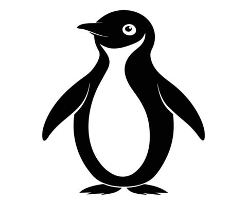Penguin silhouette on white background