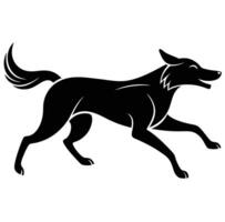 A black silhouette of a dog running vector