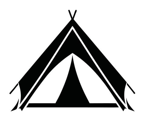 A tent icon on a white background