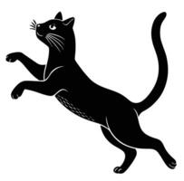 Black cat jumping on white background vector