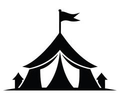 A circus tent with a flag on top vector