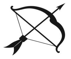 A black and white silhouette of a bow and arrow vector