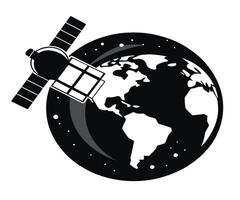 A satellite and earth globe with a satellite in the middle vector
