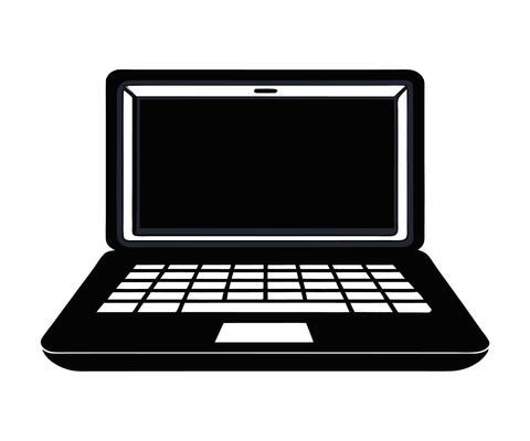 A black and white laptop computer on a white background