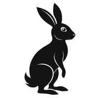 Black and white silhouette of a rabbit on a white background vector