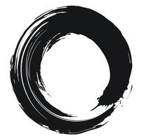 A black and white image of a circle with a brush stroke vector