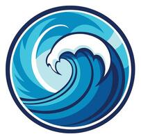 A blue wave with a white crest in the middle of it vector