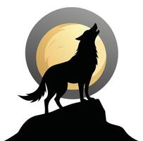 Wolf howling at the moon vector