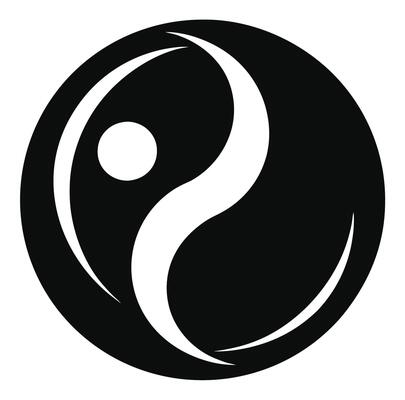 Yin yang symbol, black and white