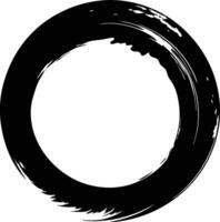 A black and white circle with a brush stroke vector