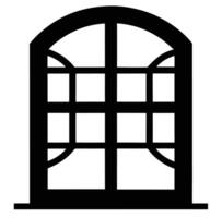 A black and white window with a square window frame vector