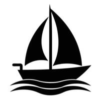 A black and white silhouette of a sailboat vector