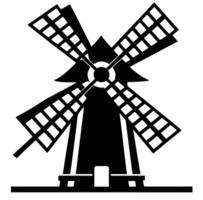 A black and white windmill silhouette on a white background vector