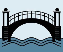 A bridge over the water with a tower in the middle vector