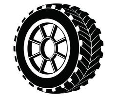A black and white illustration of a tire vector