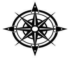 A black and white compass rose on a white background vector